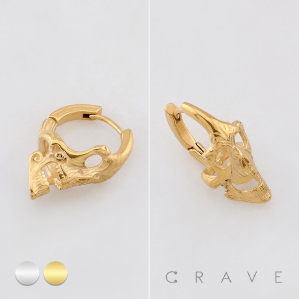GOTHIC VINTAGE SKULL CRESCENT 316L SURGICAL STEEL EARRING GOTHIC VINTAGE SKULL CRESCENT 316L SURGICAL STEEL EARRING